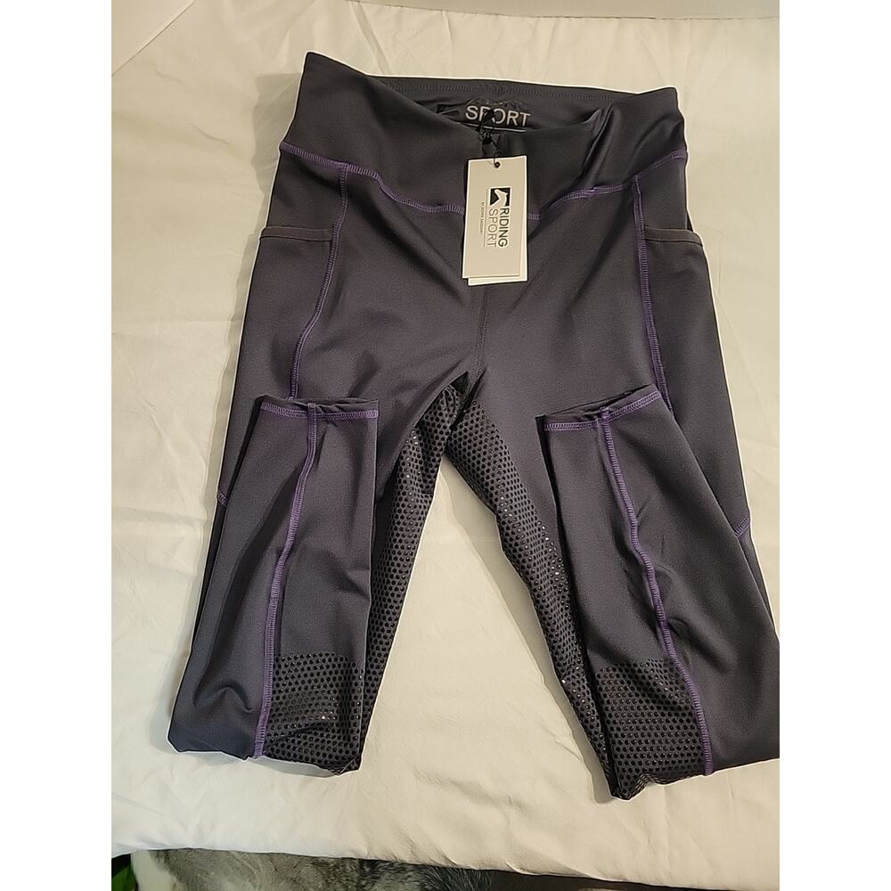 NEW Riding Sport Dover Saddlery Tech Tight Large Onyx And Purple